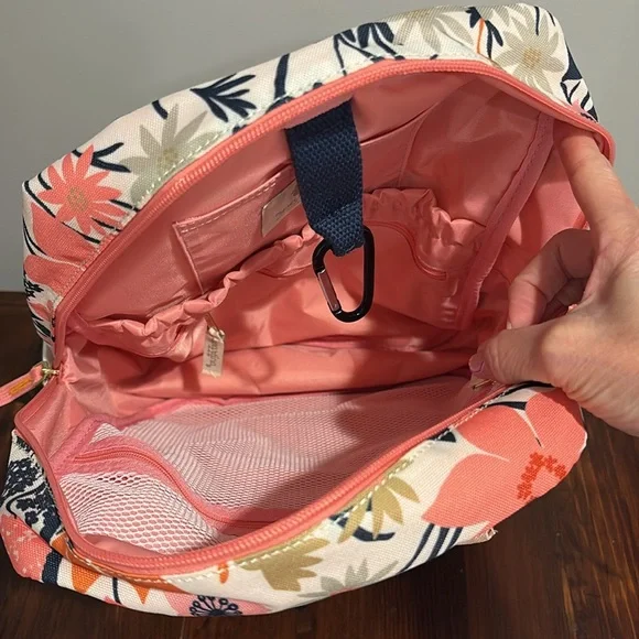 Spartina 449 Floral Backpack - Navy, Coral, Olive - Picture 7 of 10